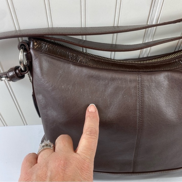 Coach Women’s Park Soft and Patent Brown‎ Leather Shoulder Satchel Bag Purse - Picture 6 of 15